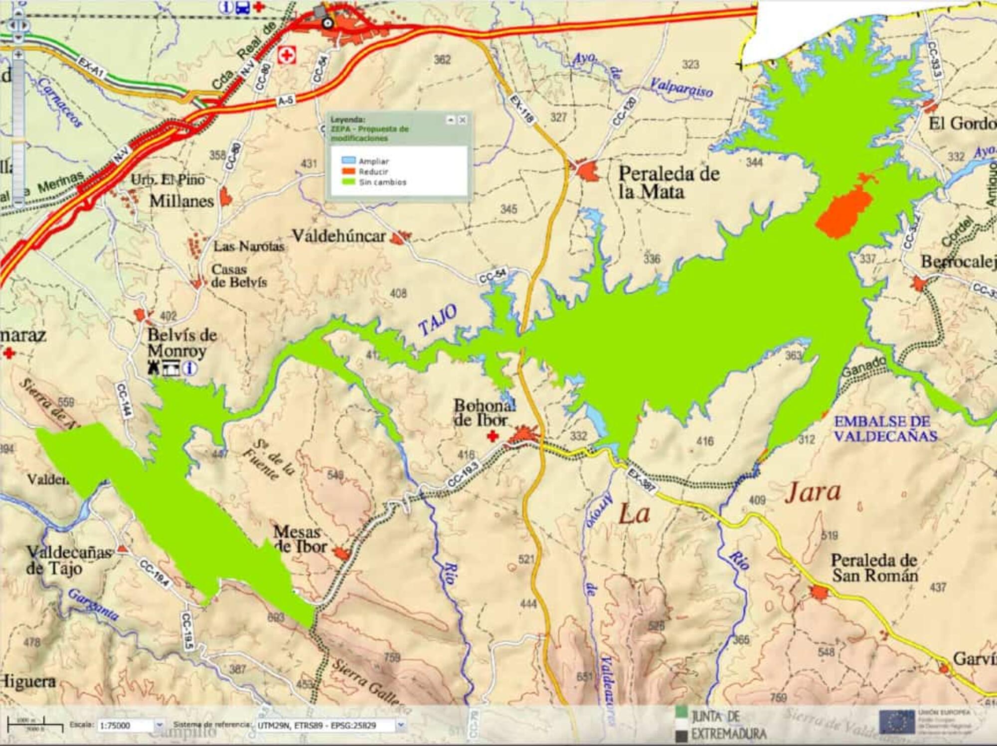 Valdecañas ZEPA reducción
